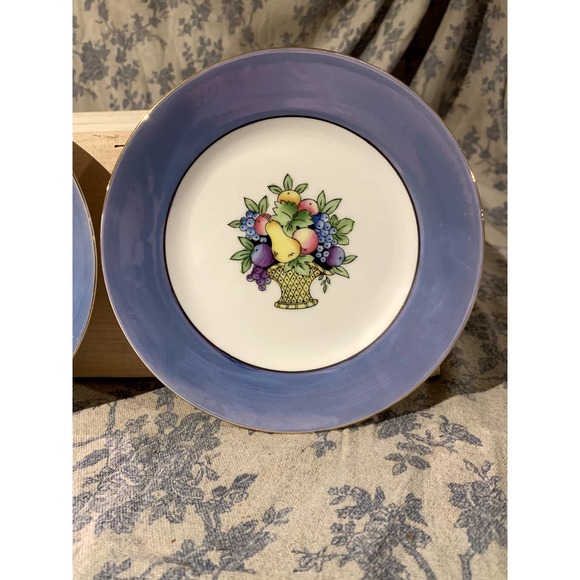 Pair of Noritake Blue Lusterware Fruit Basket Side Plates - Picture 3 of 10
